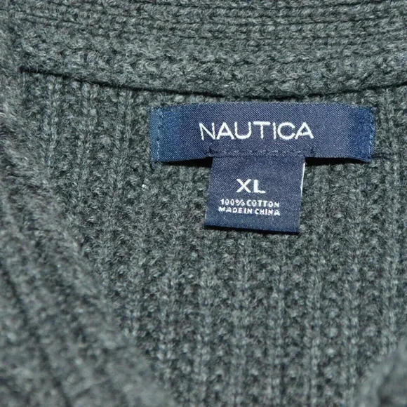 Nautica Gray Pull Over Cable Knit High Collar - Picture 6 of 7